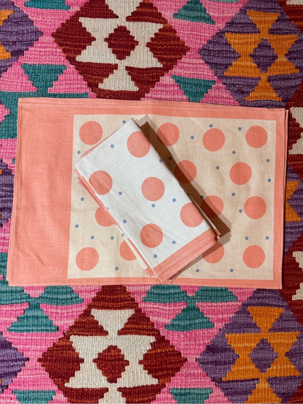 Vintage Irish linen placemat and napkin set, EUC